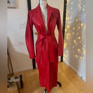 Real leather trench coat